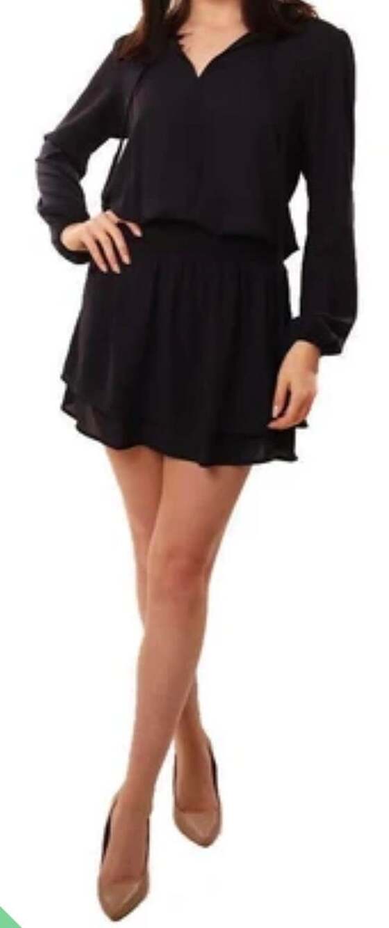 Veronica M. Navy Blue Long Sleeve Smocked Waist Mini Dress Medium